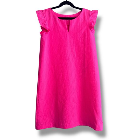 Vineyard Vines Girls Hot Pink Flutter Sleeve Performance Shift Dress Size 12 - Picture 1 of 5